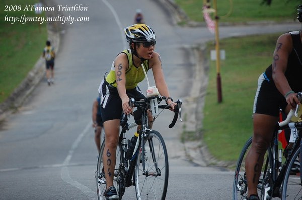 Siok Bee on the bike