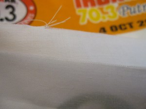 Kain = Cloth !! Even Pacesetters can afford more quality material race numbers !!! and we pay 1/6 - 1/8th of the 70.3 fee to enjoy a quality race. Pcesetters, Quick Release for Powerman as well XTerra do not use KAIN for race numbers ! Larian Bomba boleh lah !  