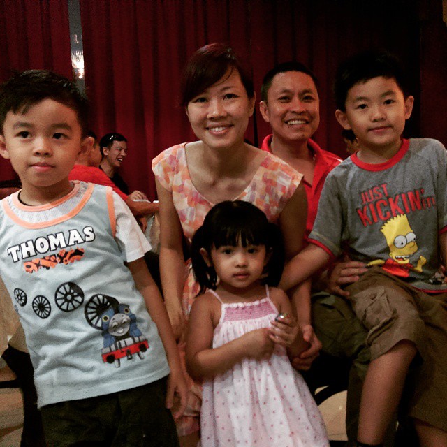 Recent CNY get together. Raymond and Michelle enjoying the company of a few cute and adorable kids. :)